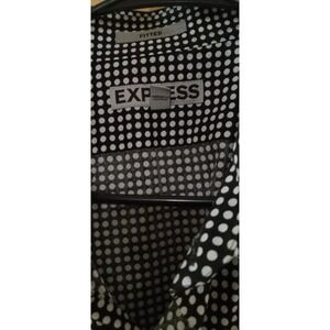 Express Button‎ Up Shirt Mens M Black/white Polka Dot 18-18.5 Fitted Long Sleeve